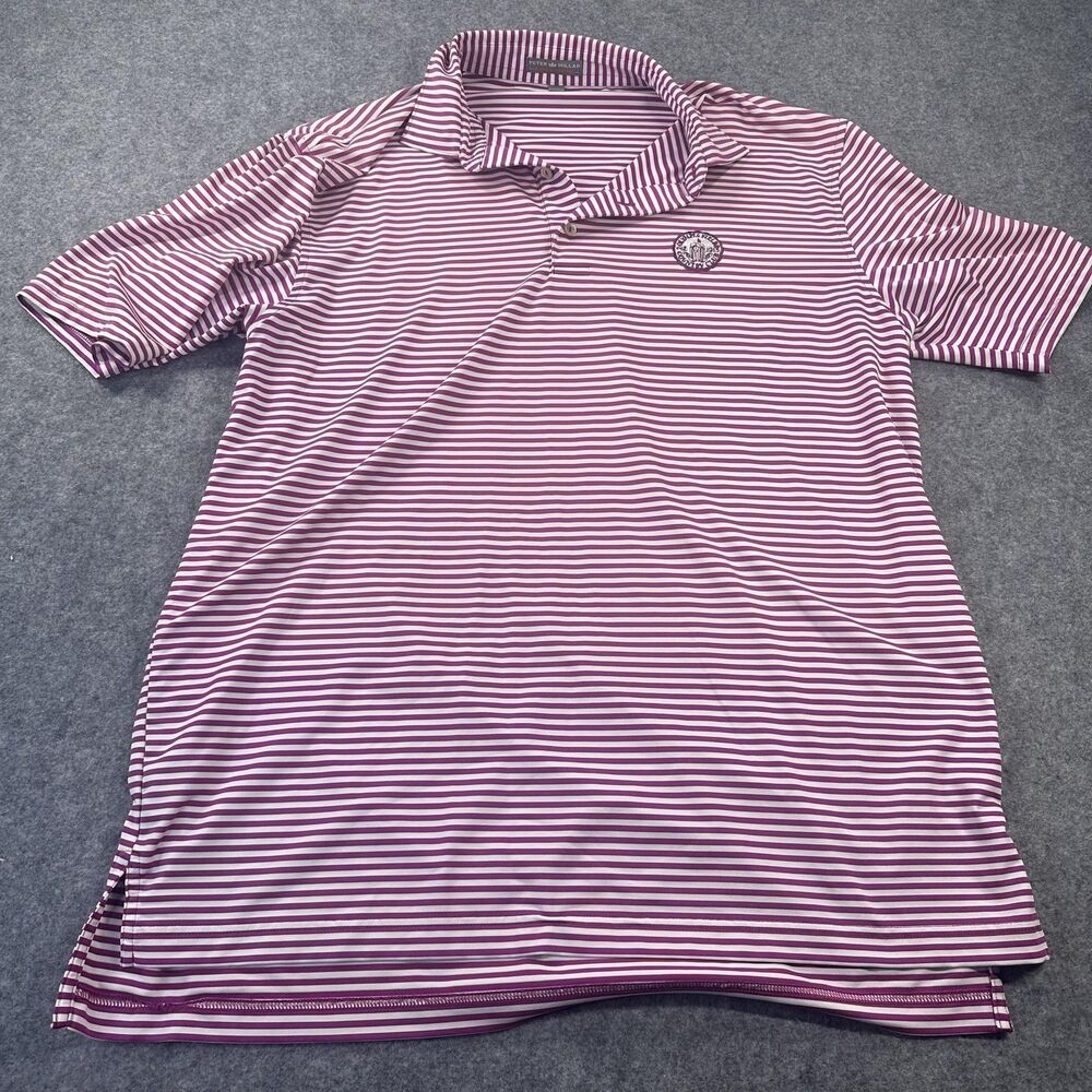Peter Millar Polo Shirt Mens Large Purple Golf Summer Comfort Olympia Fields CC